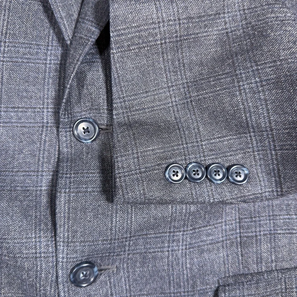 Jos. A. Bank Blazer Mens 42R Gray Plaid Silk Wool Traveler Summer Sport Coat - Picture 5 of 12